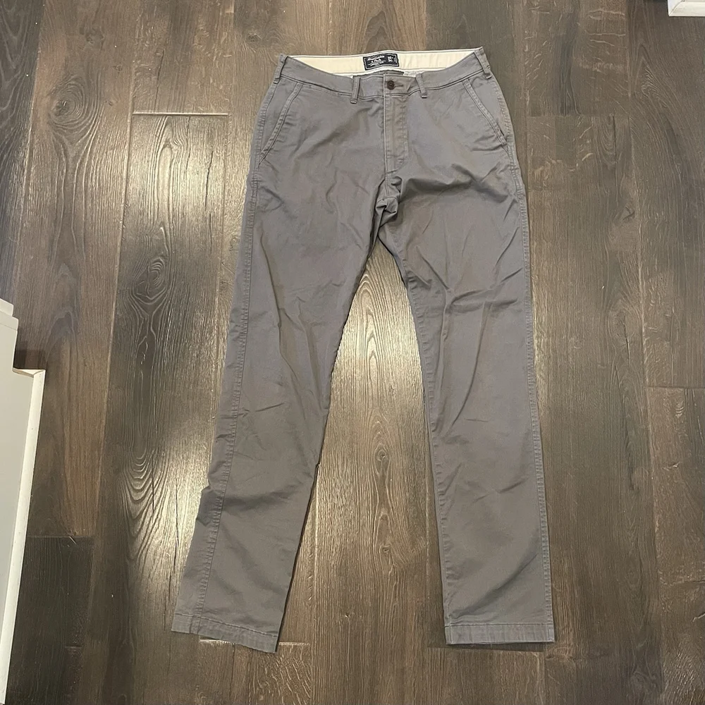 Abercrombie & Fitch Men’s Langdon Slim Stretch Grey Chino Pants 32x34 Dress Pant